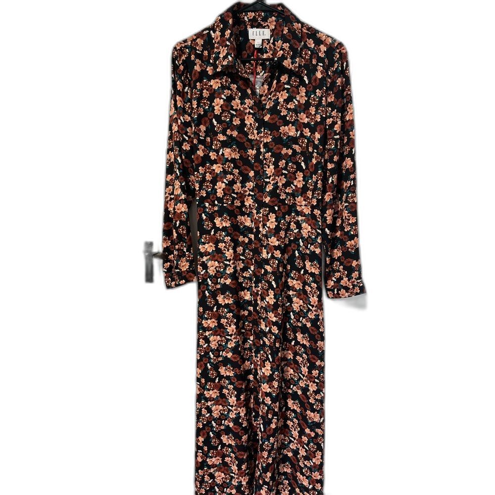NWT Elle Floral button down maxi dress with waist belt size large